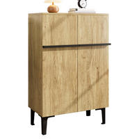 SCHUHSCHRANK 60/34,5/95 cm schwarz in Holzoptik aus Holzwerkstoff mit Doppeltüren - Schwarz, Holzwerkstoff (60/95/34.5cm) - OKWISH