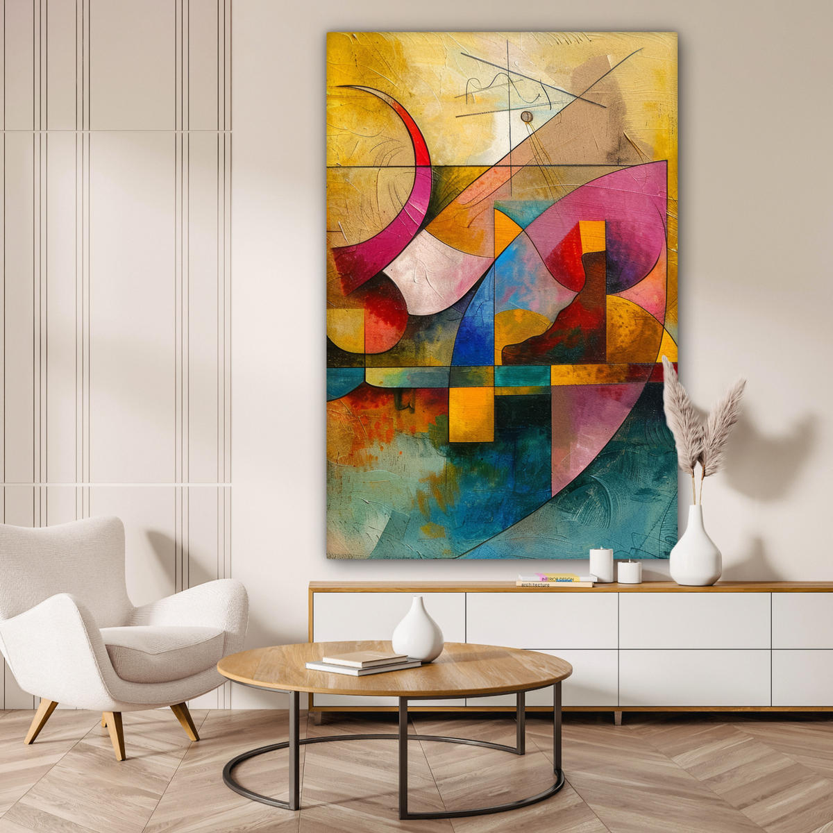 LEINWANDBILD Kunst - Abstrakt - Modern Deko Groß 90x140 cm - Gelb, Textil (90/140cm) - MuchoWow