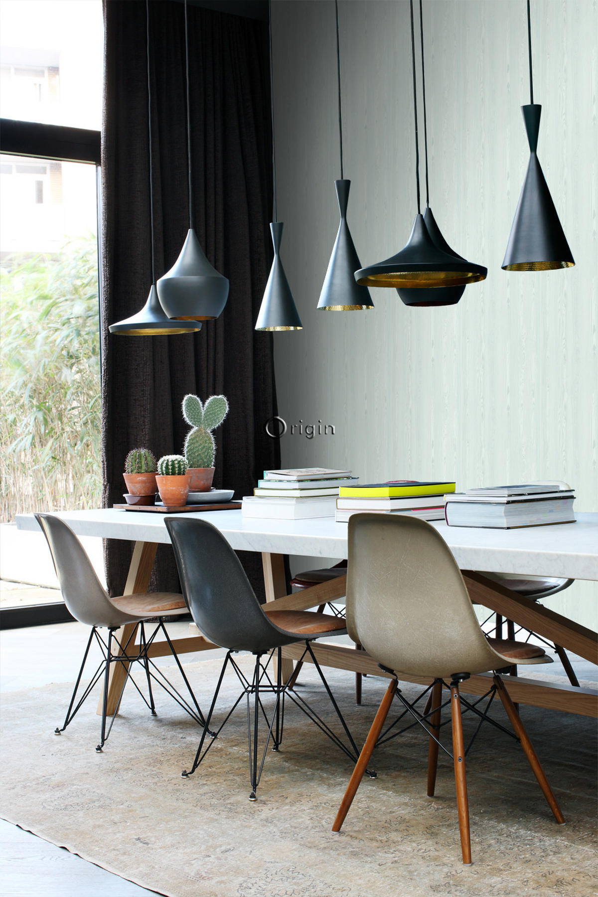 TAPETE Holzoptik 53 cm x 10.05 m - Türkis, Papier (53/1000cm) - Origin Wallcoverings