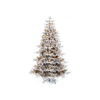 LAALU WEIHNACHTSBAUM künstlich mit Schnee DELUXE Anita 150 cm mit SMART LED Beleuchtung, Tannenbaum Christbaum Kunstbaum Dekobaum mit Metallständer - Weiß, Kunststoff (150cm) - LAALU