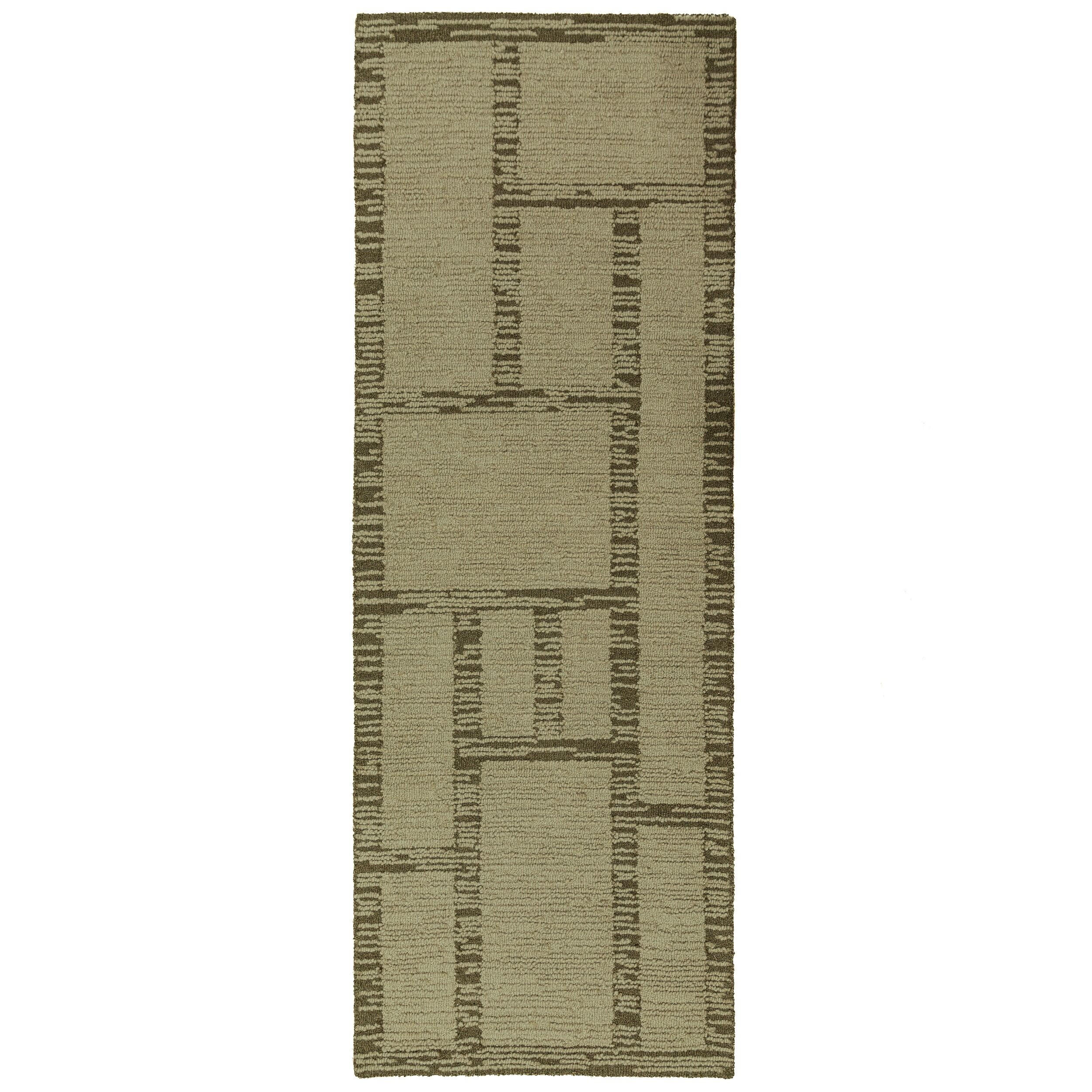 LÄUFER handgetuftet GANNEL, in Salbeigrün, Blockdesign, 80 x 230 cm - Grün, Textil (80/230cm) - KADIMA DESIGN