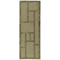 LÄUFER handgetuftet GANNEL, in Salbeigrün, Blockdesign, 80 x 230 cm - Grün, Textil (80/230cm) - KADIMA DESIGN