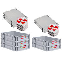 EUROBOX 5x Nextgen Color Mit Auflagedeckel 12x40x60cm Griffe Rot Geschlossen - Rot, Kunststoff (40/12/60cm) - PROREGAL