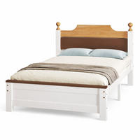 BETT 90/200 cm in Weiß mit Colour-Blocking-Design und Kopf- & Fußteil - Weiß/Braun, Holz/Holzwerkstoff (90/200cm) - CHICFURN