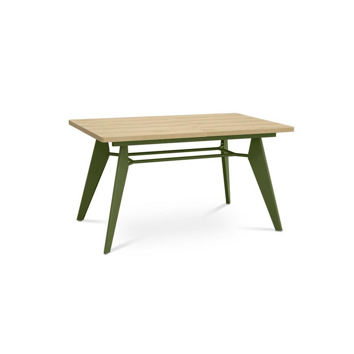 ESSTISCH ausziehbar 140/180cm Metallbeine Khaki und Tischplatte Eiche-Optik Meloe - Eichefarben/Grün, Holzwerkstoff/Metall (90/140/76cm) - Sicaan