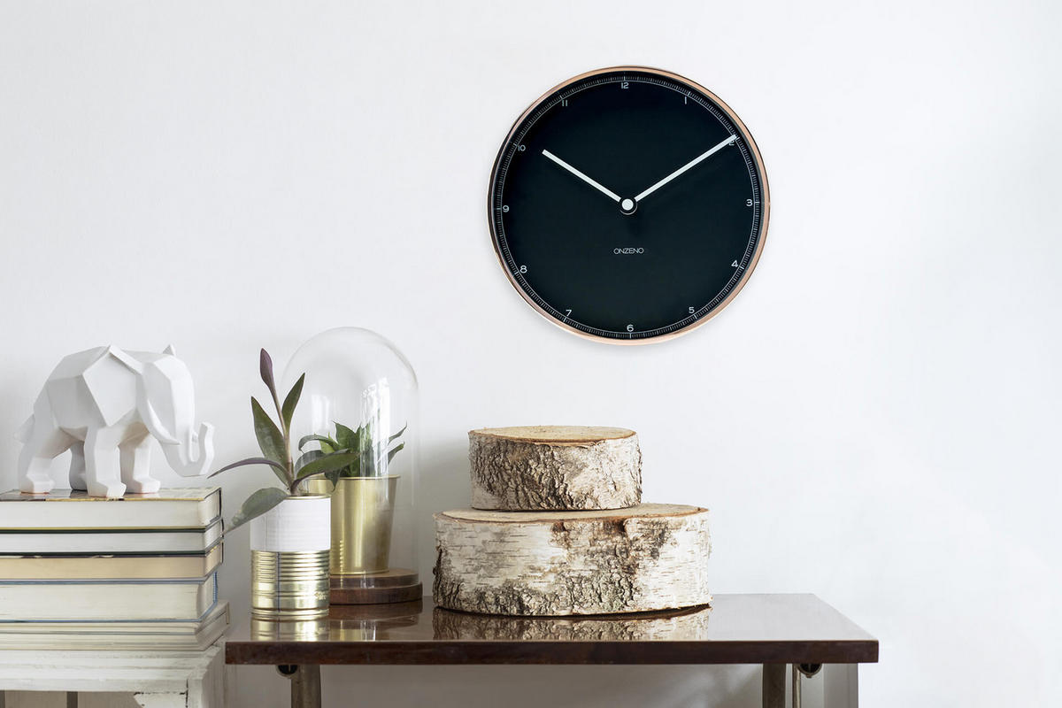 WANDUHR Design Schwarz 30/30 cm - Schwarz, Glas/Holzwerkstoff (0.92/30/5cm) - ONZENO