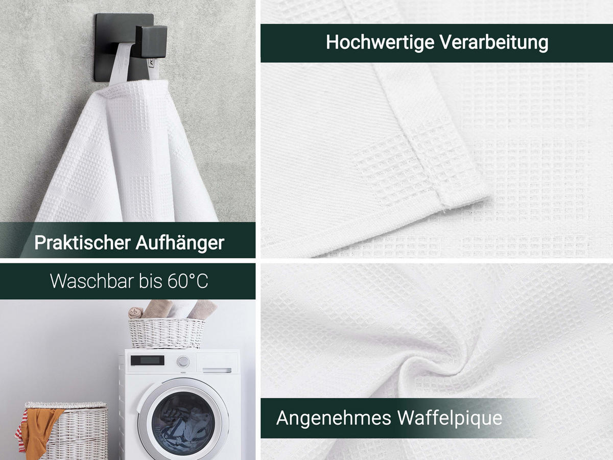 GESCHIRRTÜCHER, 5er-Set, 50x70 cm, 100% Baumwolle, Weiß - Weiß, Textil (50/70cm) - Zollner