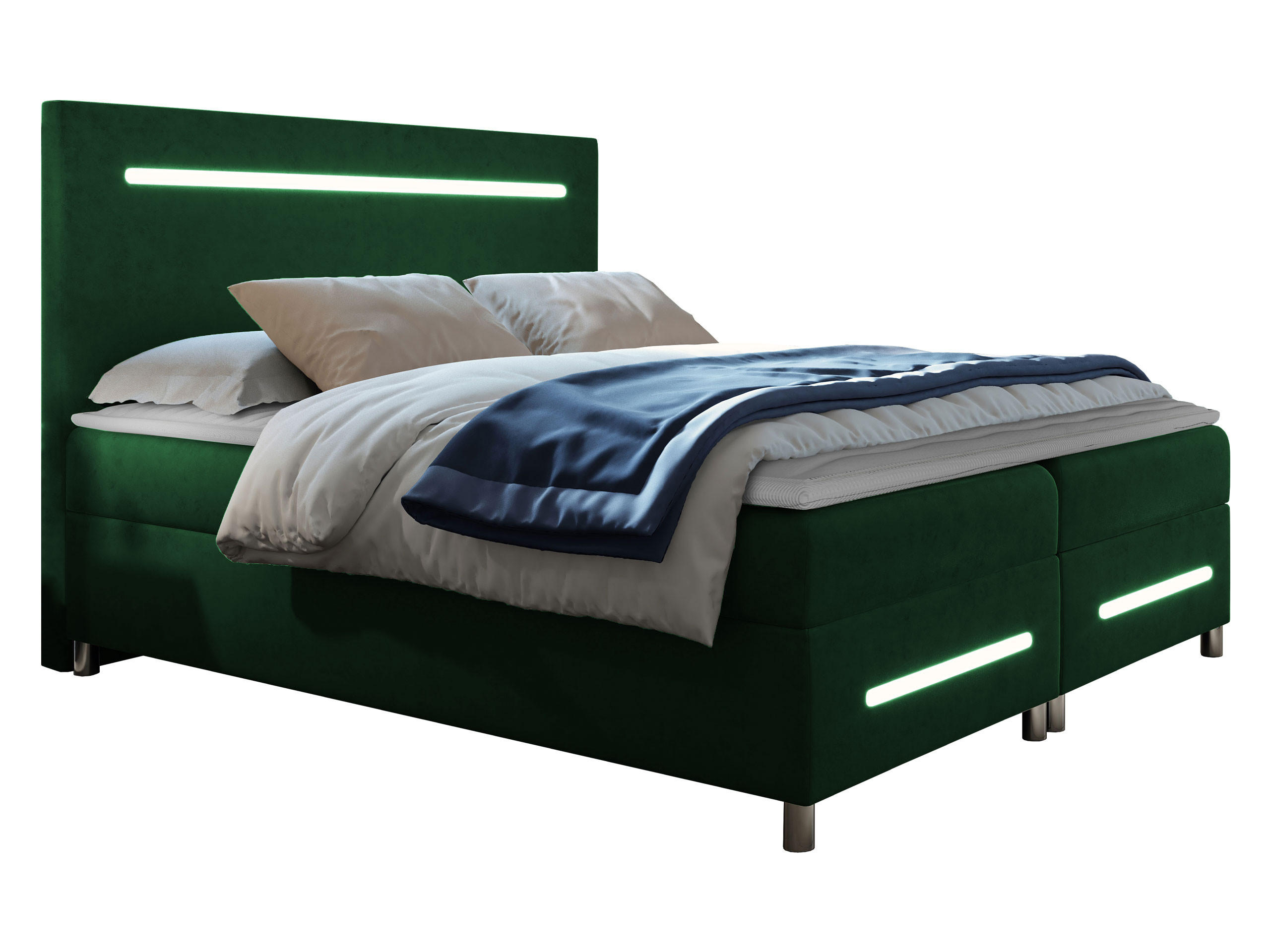 BOXBETT Enter LED - Smaragdgrün, Holz (160/200cm) - MIRJAN24