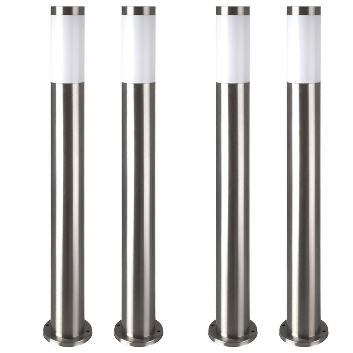 LED WEGELEUCHTE Edelstahl Silber opal 4er Set - Silberfarben, Metall (11/80/80cm) - Globo Lighting