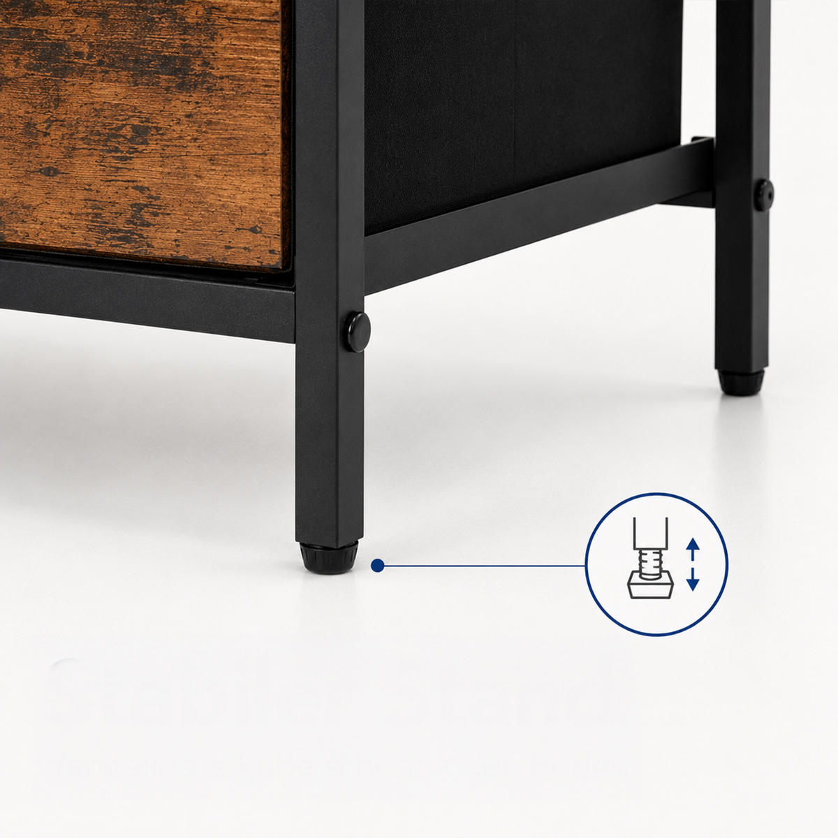 NACHTTISCH Schwarz Industrial 2er-Set - Braun, Holzwerkstoff/Textil (38/61/28cm) - Relaxdays
