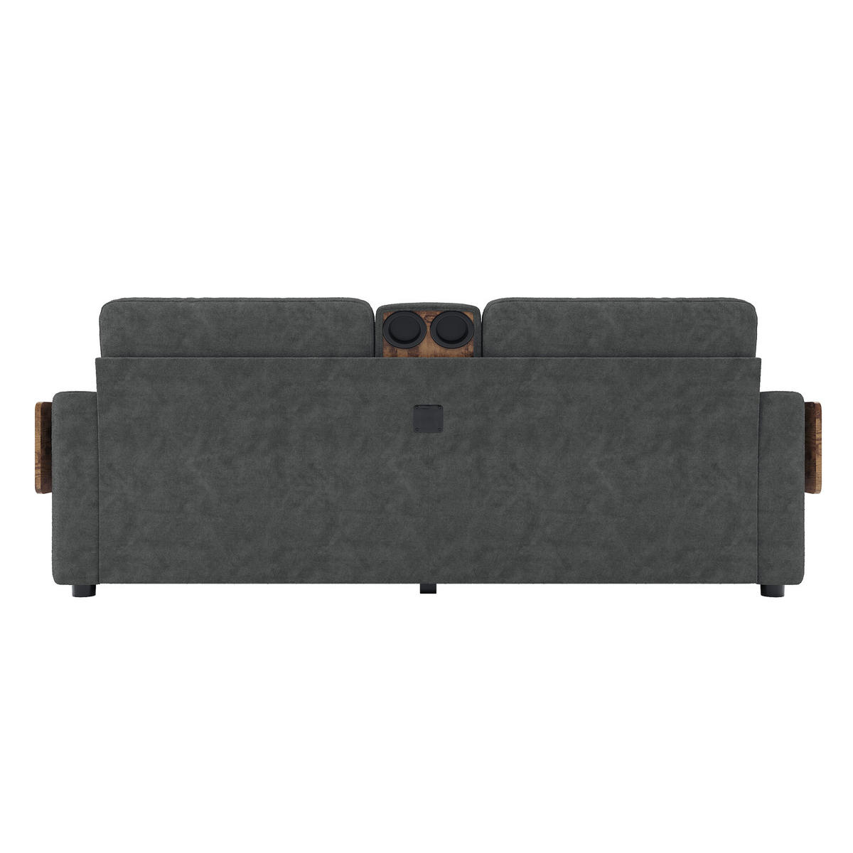 2-SITZER-SOFA mit Laptop-Tisch und Stauraum, DE-42611, Grau - Dunkelgrau, Metall (178/57.5/71cm) - ComfortXL