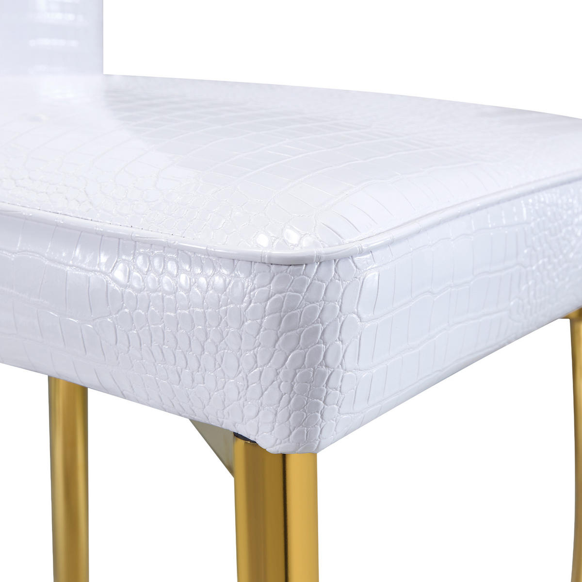 ESSZIMMERSTUHL 2er-Set gepolstert PVC Weiß mit goldfarbenen Metallbeinen - Goldfarben, Metall (42/101/61.5cm) - Meubliv