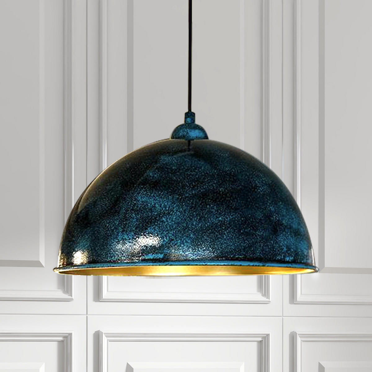 PENDELLEUCHTE Industrielle 30/20 cm - Blau/Goldfarben, Metall (30/20cm) - Bamyum
