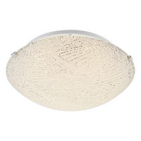 LED DECKENLEUCHTE Metall Weiß Muster Glas - Weiß, Glas (25/25/9.5cm) - Globo Lighting