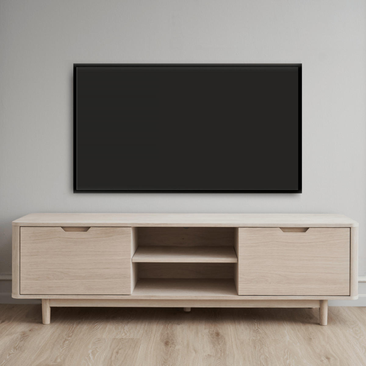 TV-ELEMENT Eiche massiv - Eichefarben, Holz (180/52/45cm) - Furnhouse