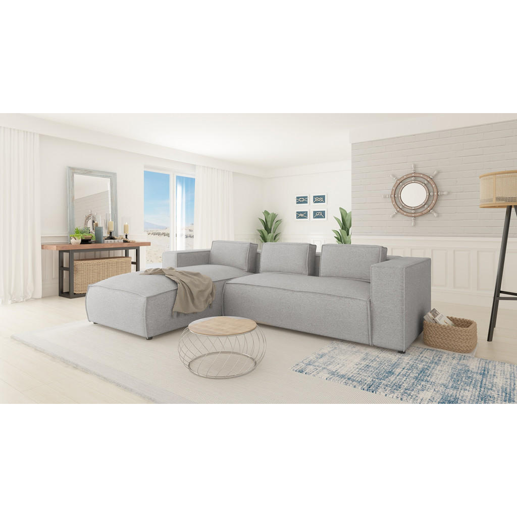 Thumbnail - S-Style Möbel Ecksofa, Grau, Textil, Echtholz,Buche, Birke, 5-Sitzer, Füllung: Polyetherschaumkern, Eckteil, L-Form, Ott...