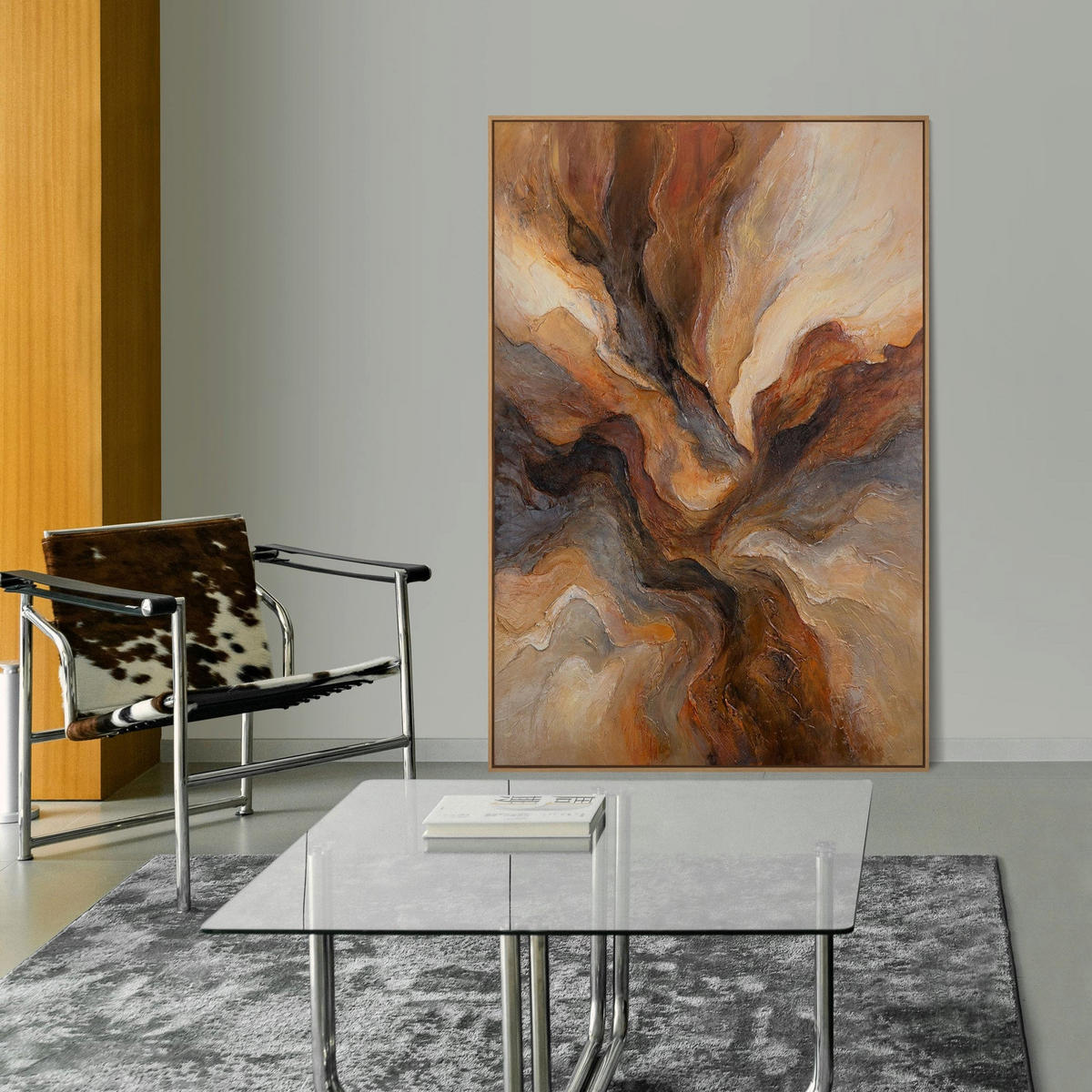 GEMÄLDE Blitz der Ewigkeit Schattenfugenrahmen Grau 140x100 cm - Grau, Holz (140/100cm) - YS-art gallery