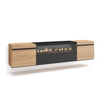 LOWBOARD Elektrokamin, Hängend, eiche, schwarz, 200/35/45cm - Eichefarben/Naturfarben, Holzwerkstoff (200/45/35cm) - Skraut Home