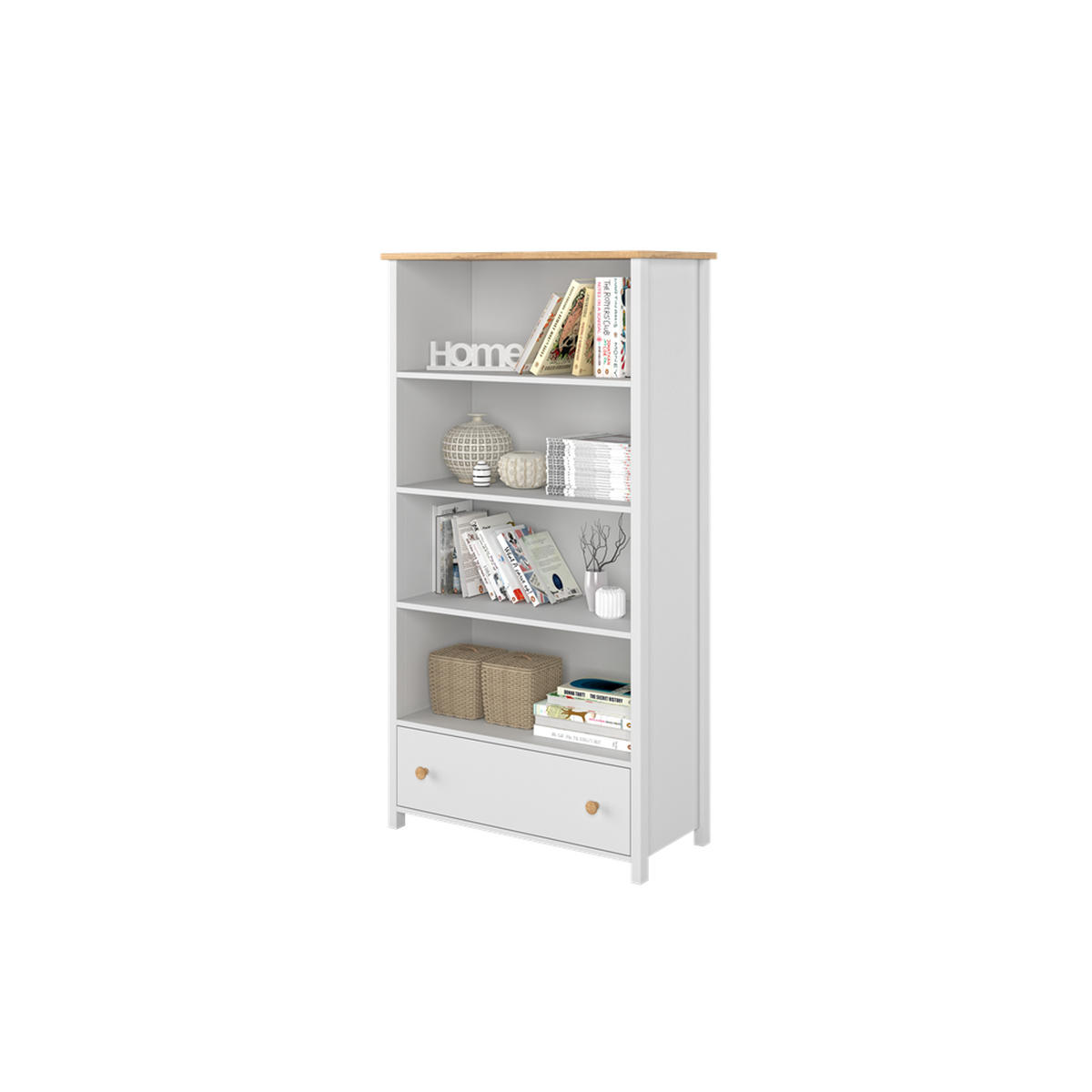 STANDREGAL STORY 2 - Eichefarben/Weiß, Holzwerkstoff (85/171/42cm) - Meblini