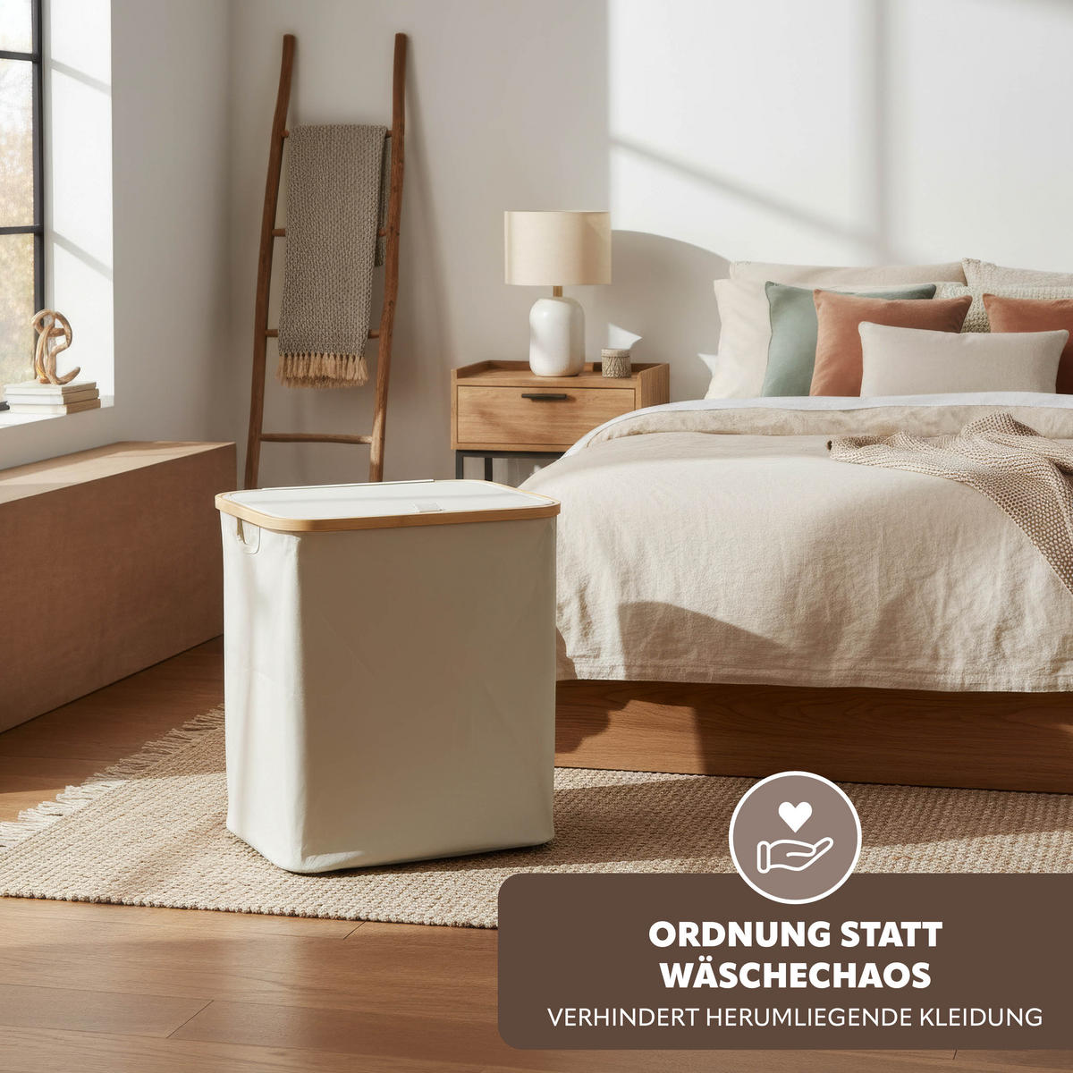 WÄSCHESAMMLER 60 Liter, beige - Beige, Textil (41/45.5/33cm) - bremermann