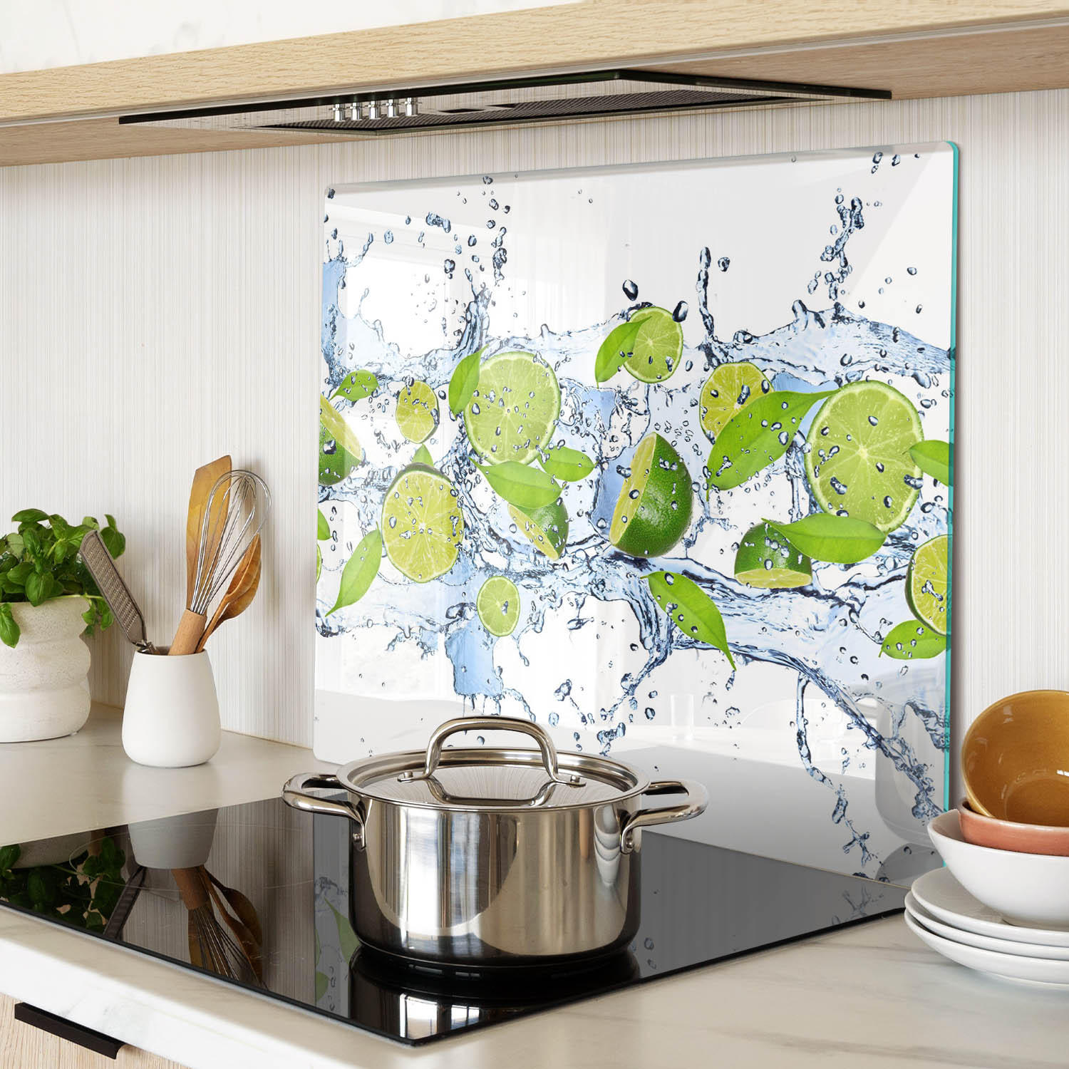GLASPLATTE 60x52 cm Limetten und Wasser - Grün, Glas (60/0.4/52cm) - TULUP