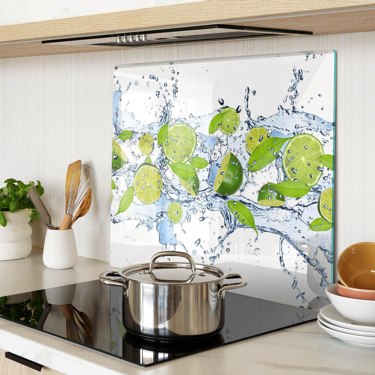 GLASPLATTE 60x52 cm Limetten und Wasser - Grün, Glas (60/0.4/52cm) - TULUP