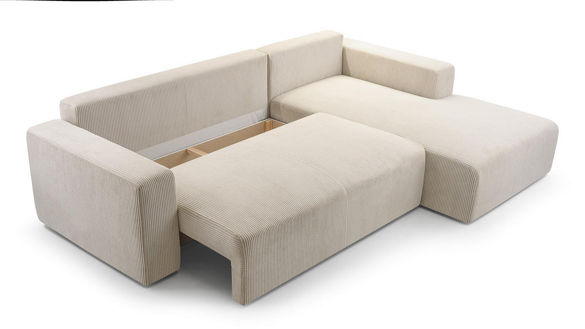 ECKSOFA PULA CORD GRAU - Anthrazit/Schwarz, Kunststoff/Textil (279/187cm) - Luxkor24