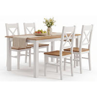 ESSZIMMER-SET Belluno Elegante 5-tlg Kiefer Weiß / Gebeizt Eiche 150-197 / 93 / 75cm - Eichefarben/Weiß, Holz (197/75/93cm) - Feldmann-Wohnen