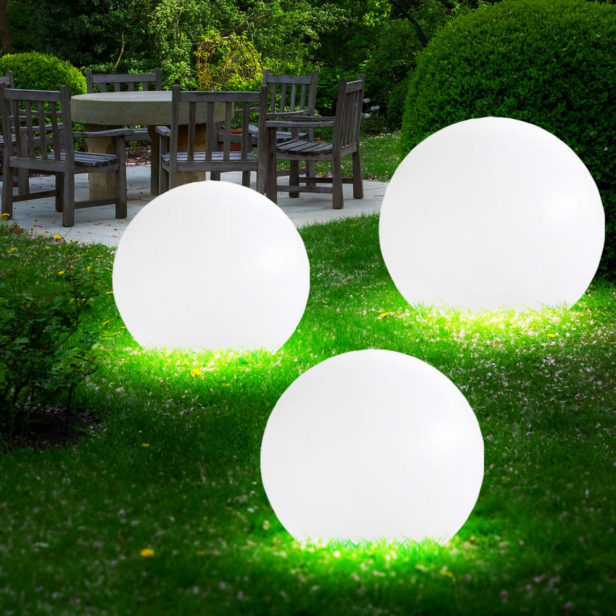 LED AUSSENLEUCHTE Kugel Weiß Modern 3er Set - Weiß, Kunststoff (25/25/65cm)