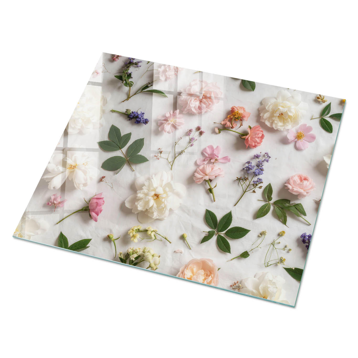 GLASPLATTE 80x60 cm – Blumenarrangement - Creme, Glas (0.4/80/60cm) - ArtPrintCave