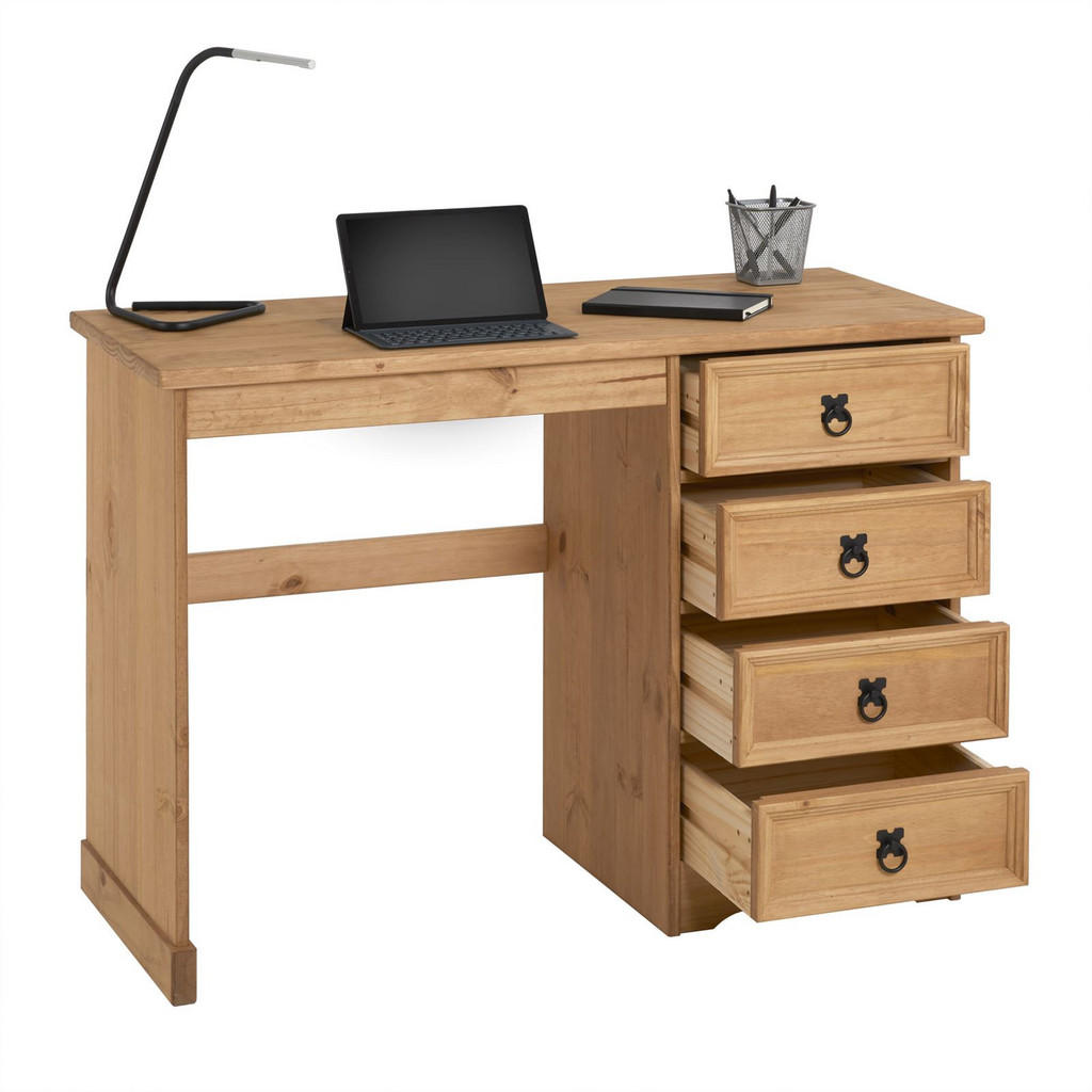 Thumbnail - CARO-Möbel Schreibtisch, Braun, Holz, Kiefer, Vintage, 104x78x48 cm, Arbeitszimmer, Schreibtische, Bürotische