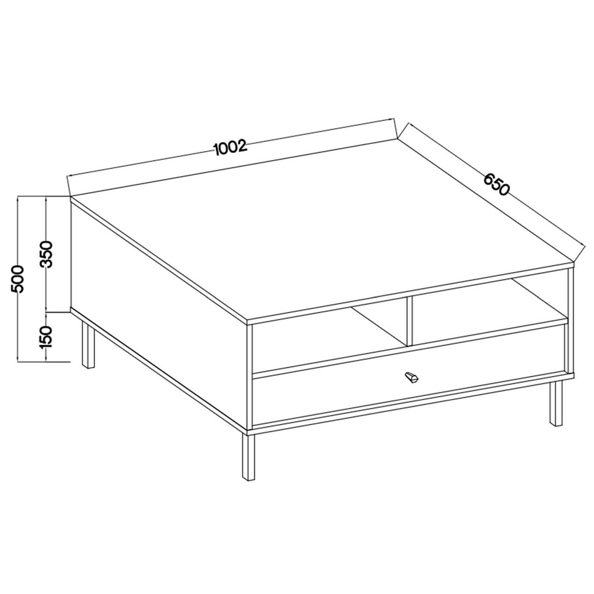 COUCHTISCH Oktio Schwarz-Graphit 100 cm - Goldfarben/Schwarz, Holzwerkstoff/Metall (65/100.2/50cm) - Selsey