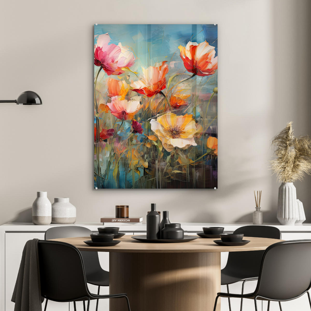 OBRAZ NA AKRYLOVOM SKLE Kvety - Akvarel - Umenie - Botanické - Príroda 60x80 cm - oranžová, sklo (60/80cm) - MuchoWow