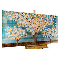 ÖLGEMÄLDE 140/70 cm - Petrol/Braun, Holz/Textil (140/70cm) - KUNSTLOFT