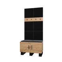 GARDEROBEN-SET 196/84/45,6 - Dunkelgrau/Schwarz, Holz/Kunststoff (84/196/45.6cm) - Abiks Möbel
