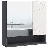 BADEZIMMER-SPIEGELSCHRANK mit 2 Türen und verstellbaren Holzregalen, 55 x 17 x 55 cm ,Grau - Hellgrau, Glas (55/55/17cm) - Vallsero
