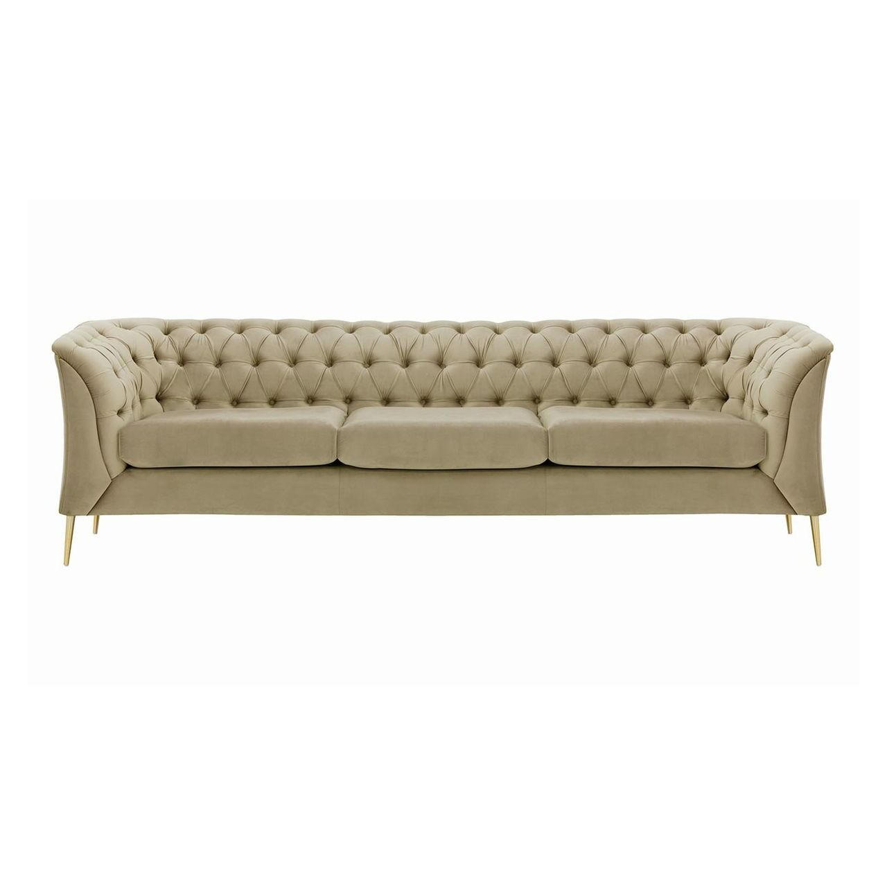 DREISITZER-SOFA Chesterfield Modern-Velluto 3 - Beige, Holz/Textil (248/74/80cm)