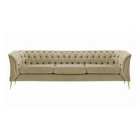 DREISITZER-SOFA Chesterfield Modern-Velluto 3 - Beige, Holz/Textil (248/74/80cm)