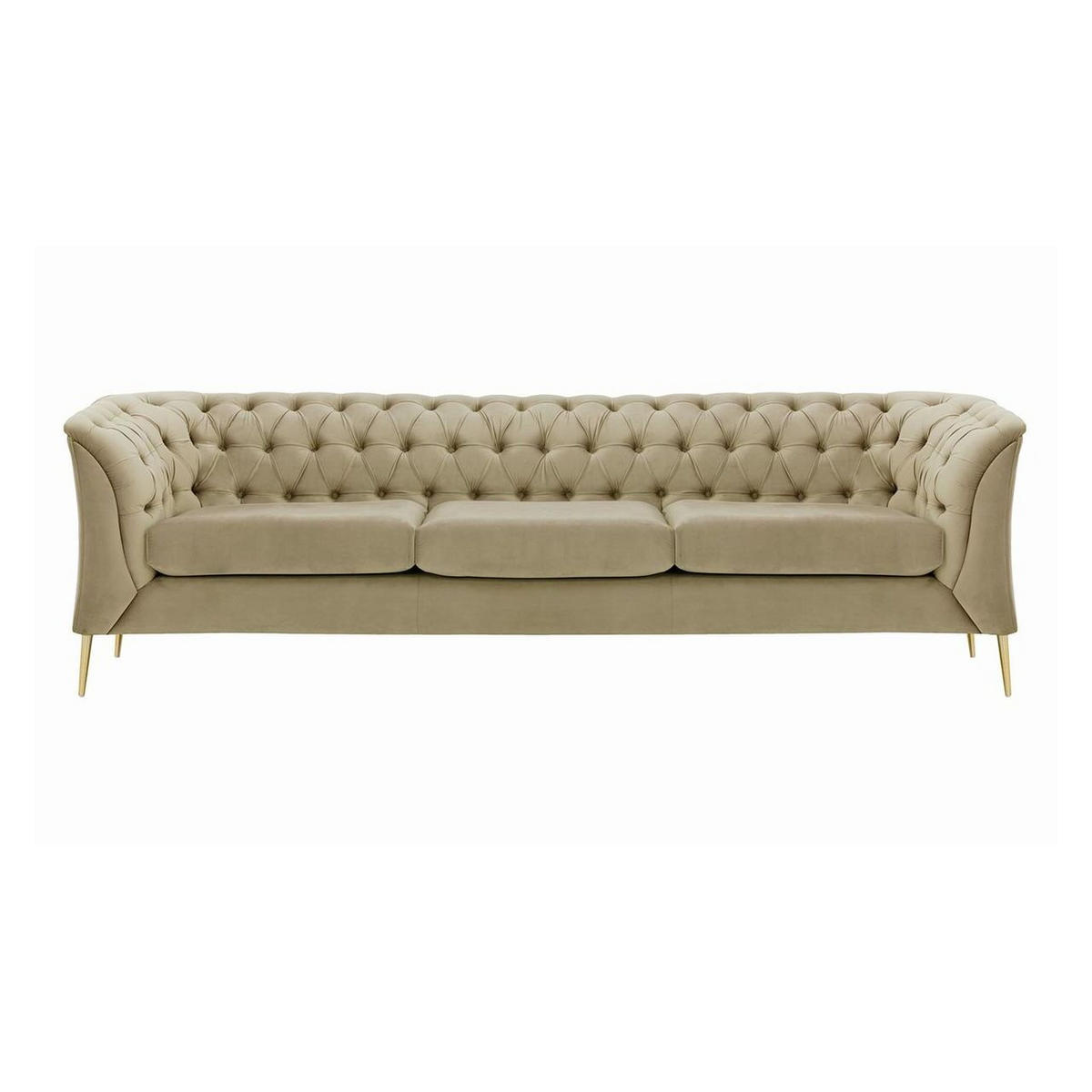 DREISITZER-SOFA Chesterfield Modern-Velluto 3 - Beige, Holz/Textil (248/74/80cm)