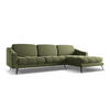 ECKSOFA Rechts Samt Stoff Grün - Schwarz/Olivgrün, Textil/Metall (264/160cm) - Makamii