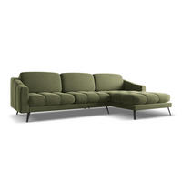 ECKSOFA Rechts Samt Stoff Grün - Schwarz/Olivgrün, Textil/Metall (264/160cm) - Makamii