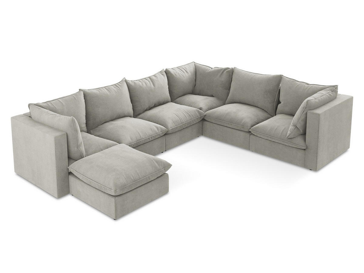 POUF Strukturstoff Grau - Dunkelgrau/Schwarz, Holzwerkstoff/Kunststoff (75/45/75cm) - Makamii