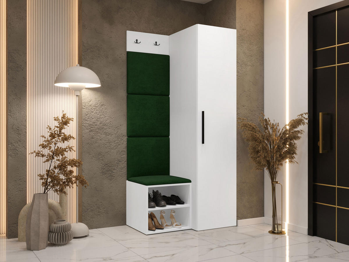 MOBILIER PENTRU HOL Medi III - alb/verde, material plastic/compozit lemnos (40/191/50cm) - MIRJAN24