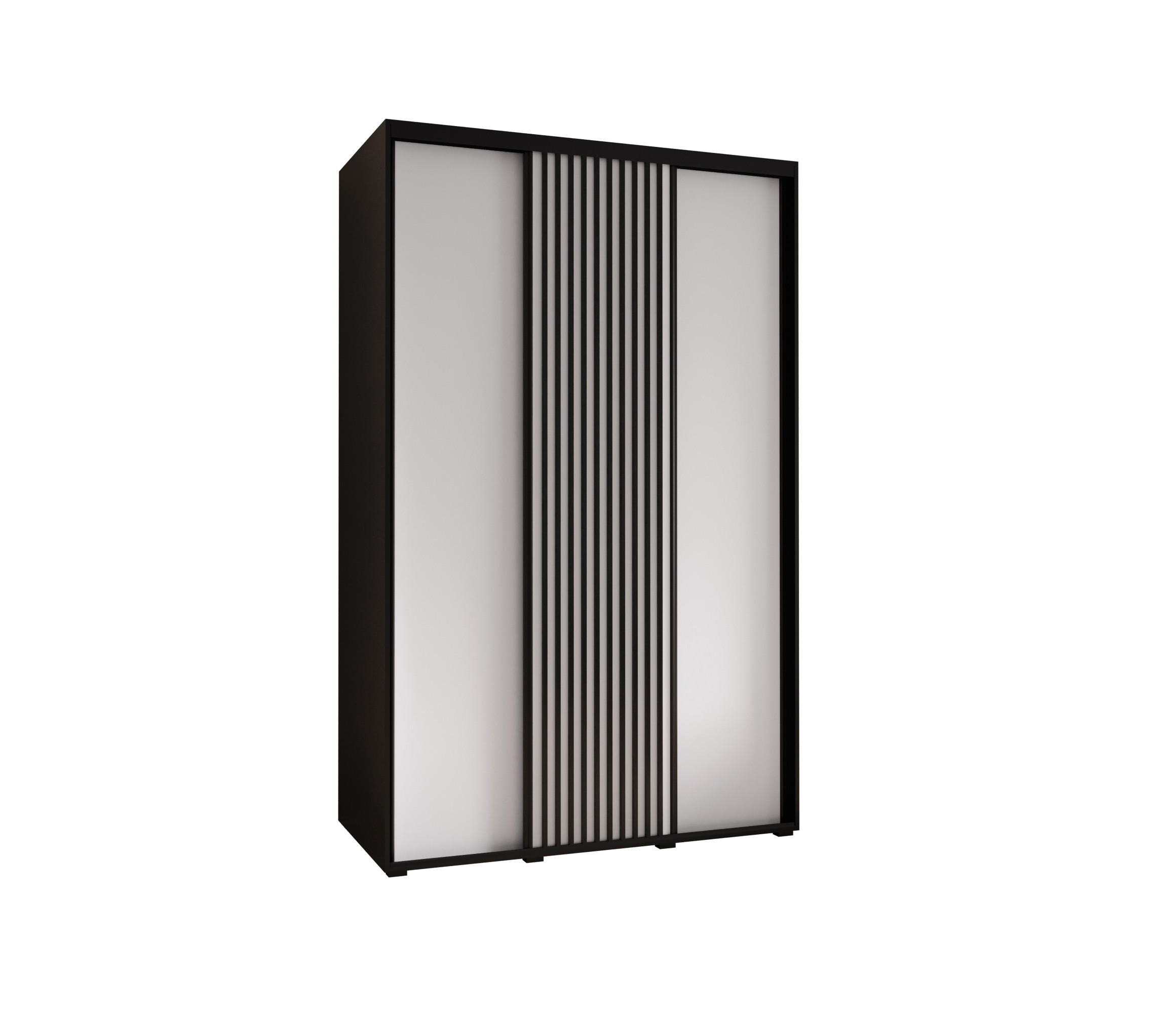 Abiks Möbel Schwebetürenschrank Schwarz, Weiß, Schwarz 160x235x45 cm