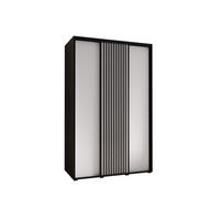 SCHWEBETÜRENSCHRANK 235,2/150/60 3-türig - Schwarz/Weiß, Holz/Metall (150/235/60cm) - Abiks Möbel