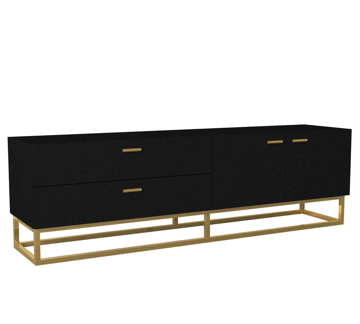 TV-LOWBOARD Theodora Schwarz Gold mit Metall Füße - Goldfarben/Schwarz, Holzwerkstoff/Kunststoff (160/48.1/36.8cm) - moebel17