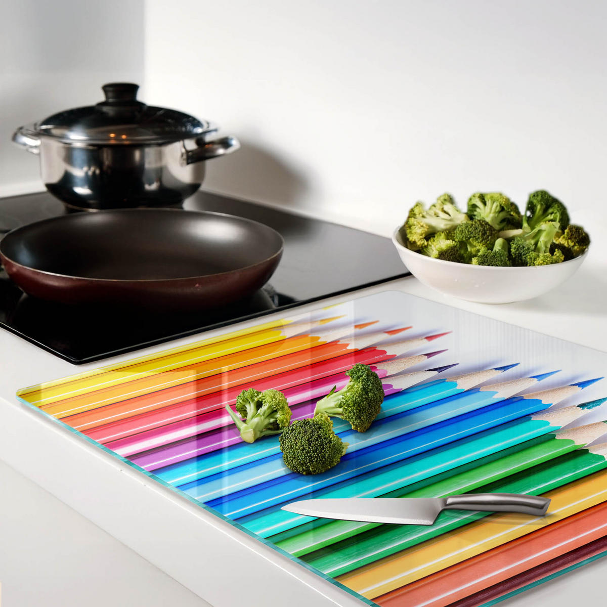 GLASPLATTE 60x52 cm Buntstifte - Multicolor, Glas (60/0.4/52cm) - TULUP
