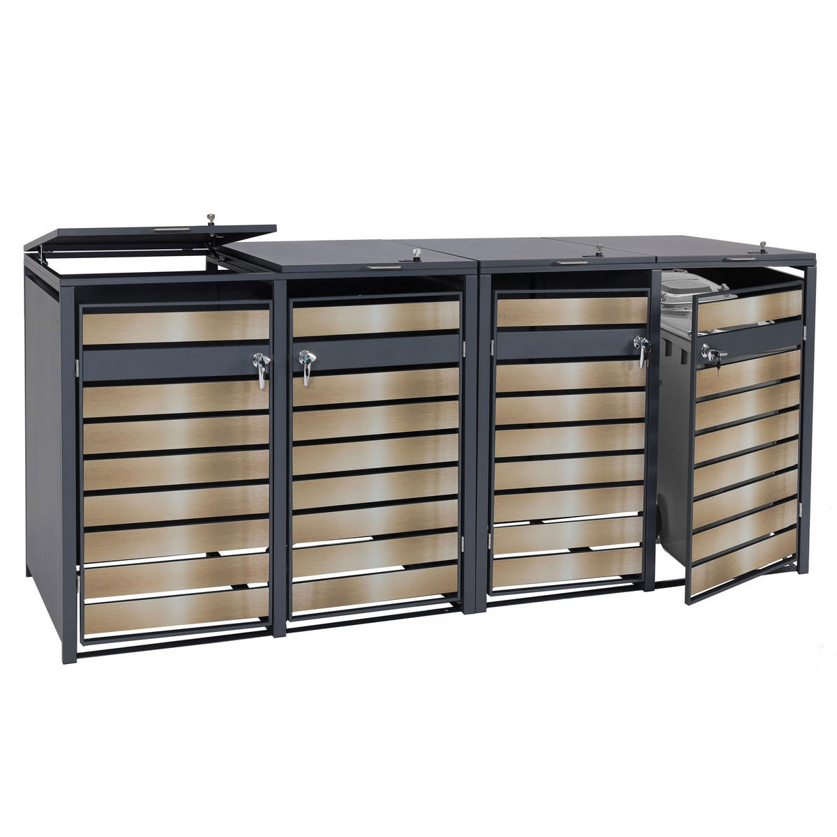 XL MÜLLTONNENVERKLEIDUNG 4ER/8ER Gold - Goldfarben, Metall (284/117/98cm) - MCW