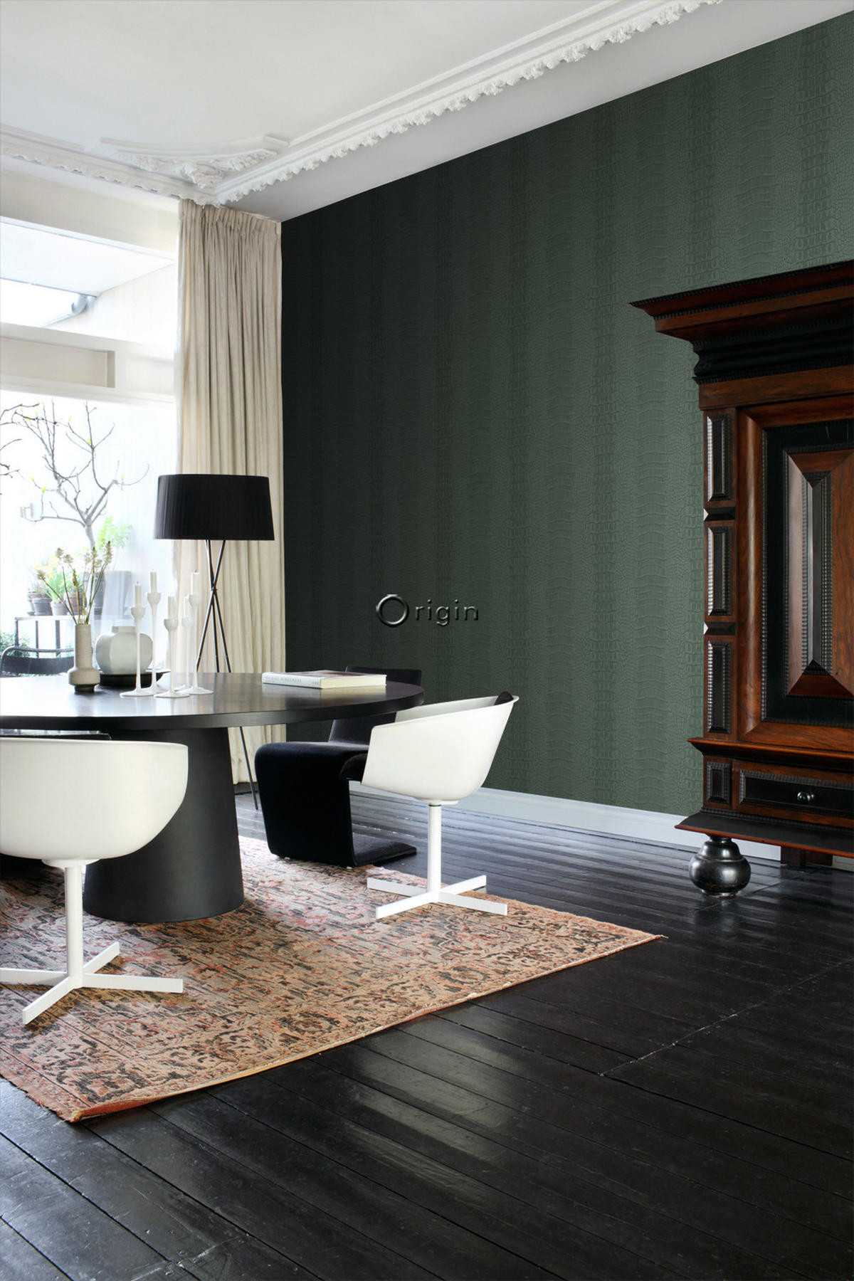 TAPETE Krokodil-Optik 53 cm x 10.05 m - Grün, Papier (53/1000cm) - Origin Wallcoverings
