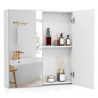 BADEZIMMER-SPIEGELSCHRANK aus Holz weiß - Weiß, Holzwerkstoff (62/65/11.5cm) - COSTWAY
